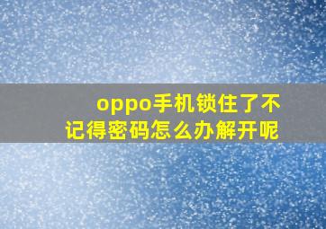 oppo手机锁住了不记得密码怎么办解开呢