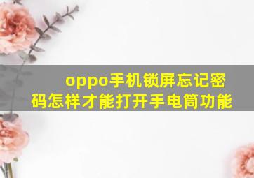 oppo手机锁屏忘记密码怎样才能打开手电筒功能