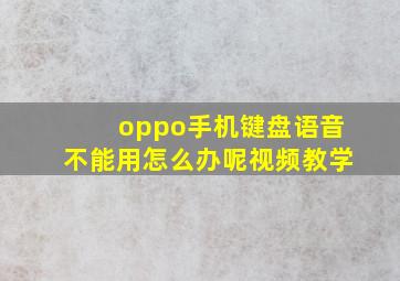 oppo手机键盘语音不能用怎么办呢视频教学