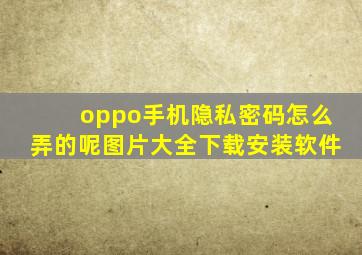 oppo手机隐私密码怎么弄的呢图片大全下载安装软件