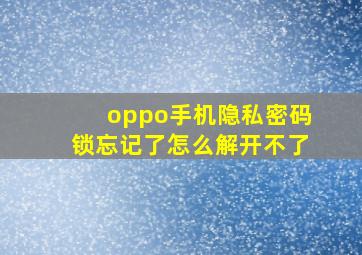 oppo手机隐私密码锁忘记了怎么解开不了