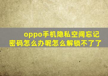 oppo手机隐私空间忘记密码怎么办呢怎么解锁不了了