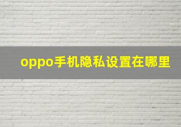 oppo手机隐私设置在哪里