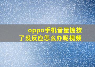 oppo手机音量键按了没反应怎么办呢视频