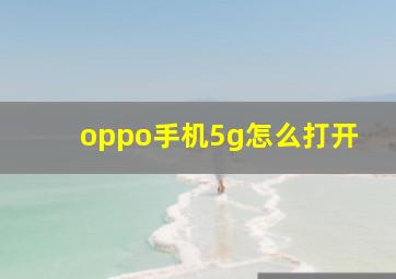 oppo手机5g怎么打开