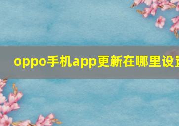 oppo手机app更新在哪里设置