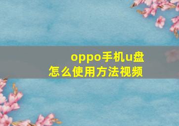 oppo手机u盘怎么使用方法视频