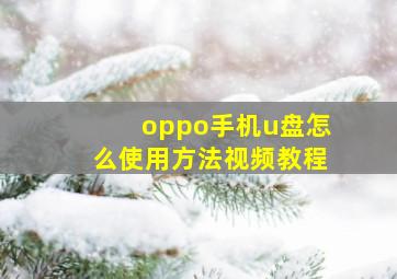 oppo手机u盘怎么使用方法视频教程