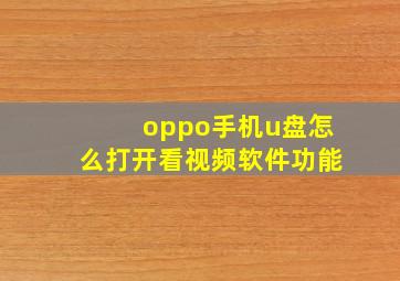 oppo手机u盘怎么打开看视频软件功能