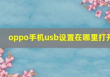 oppo手机usb设置在哪里打开