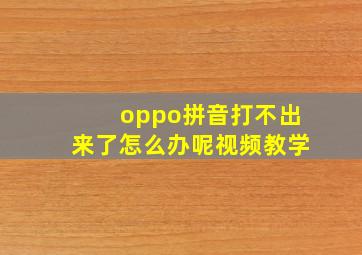 oppo拼音打不出来了怎么办呢视频教学