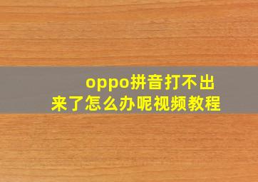 oppo拼音打不出来了怎么办呢视频教程