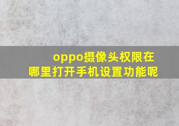 oppo摄像头权限在哪里打开手机设置功能呢