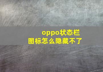 oppo状态栏图标怎么隐藏不了