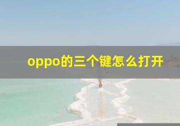 oppo的三个键怎么打开