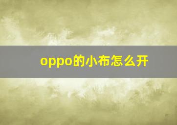 oppo的小布怎么开