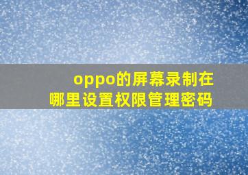 oppo的屏幕录制在哪里设置权限管理密码