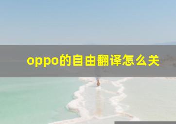 oppo的自由翻译怎么关