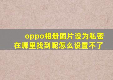 oppo相册图片设为私密在哪里找到呢怎么设置不了