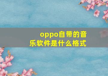 oppo自带的音乐软件是什么格式