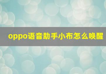 oppo语音助手小布怎么唤醒