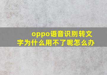 oppo语音识别转文字为什么用不了呢怎么办