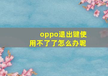 oppo退出键使用不了了怎么办呢