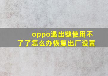 oppo退出键使用不了了怎么办恢复出厂设置