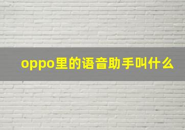 oppo里的语音助手叫什么