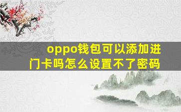 oppo钱包可以添加进门卡吗怎么设置不了密码