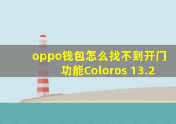 oppo钱包怎么找不到开门功能Coloros 13.2