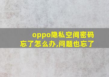 oppo隐私空间密码忘了怎么办,问题也忘了