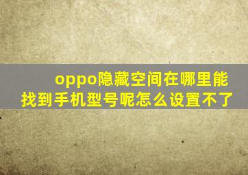 oppo隐藏空间在哪里能找到手机型号呢怎么设置不了