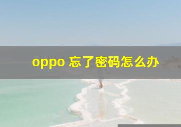 oppo 忘了密码怎么办