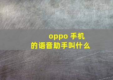 oppo 手机的语音助手叫什么