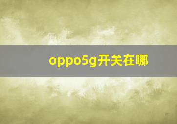 oppo5g开关在哪