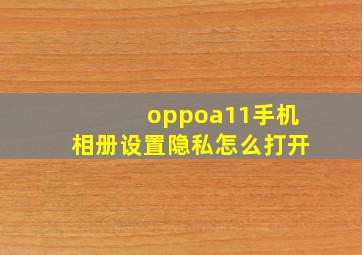 oppoa11手机相册设置隐私怎么打开