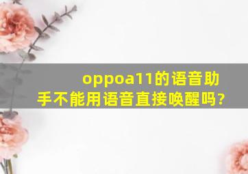 oppoa11的语音助手不能用语音直接唤醒吗?