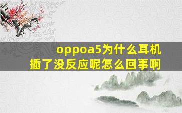 oppoa5为什么耳机插了没反应呢怎么回事啊