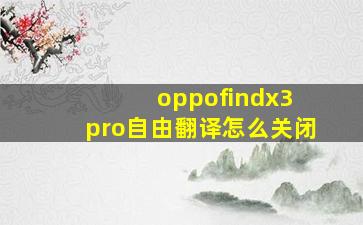 oppofindx3 pro自由翻译怎么关闭