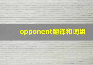 opponent翻译和词组