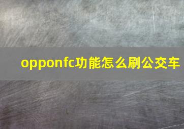 opponfc功能怎么刷公交车