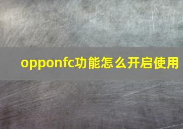 opponfc功能怎么开启使用