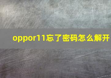 oppor11忘了密码怎么解开