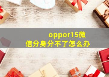 oppor15微信分身分不了怎么办