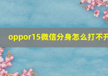 oppor15微信分身怎么打不开