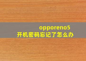 opporeno5开机密码忘记了怎么办