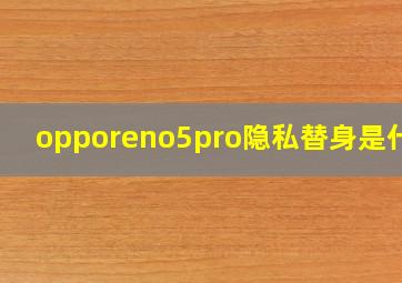 opporeno5pro隐私替身是什么