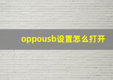 oppousb设置怎么打开