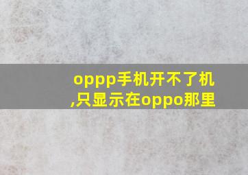 oppp手机开不了机,只显示在oppo那里